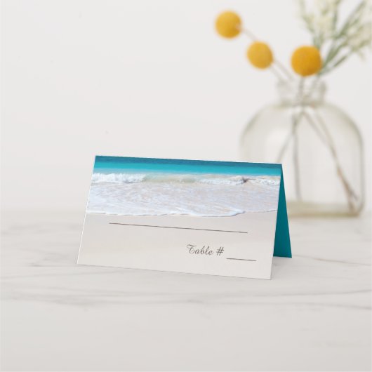 White Beach Wedding Empfang Platzkarte (Vorderseite)