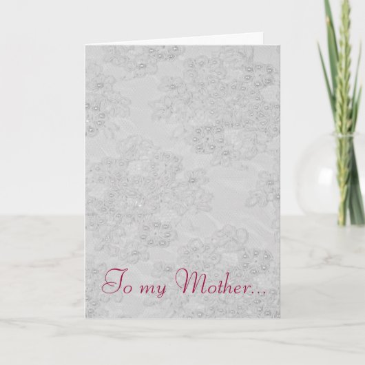 White Beaded Lace Feminine Mother Day Card Dankeskarte (Vorderseite)