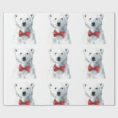 White Bear with Red Bow – Christmas Wrapping Paper Geschenkpapier (Flach)