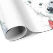 White Bear with Red Bow – Christmas Wrapping Paper Geschenkpapier (Rolleneckpunkt)