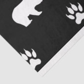 White Bears with Paw Prints on Black Background Seidenpapier (Ausschnitt)