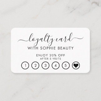 White Beauty Business Simple Script Loyalty Card Treuekarte