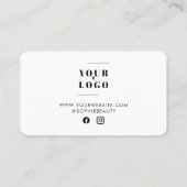 White Beauty Business Simple Script Loyalty Card Treuekarte (Rückseite)