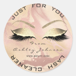 White Beauty Salon Glitzer Marble Gold Lash Cleane Runder Aufkleber