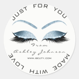 White Beauty Salon Glitzer White Blue Danke Runder Aufkleber