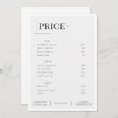 White Beauty Salon Preisliste Rackkarte Einladung (Vorne/Hinten)