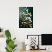 White Bee Balm Blume Art Print Poster (Heimbüro)
