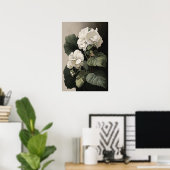 White Begonias Blume Art Print Poster (Heimbüro)