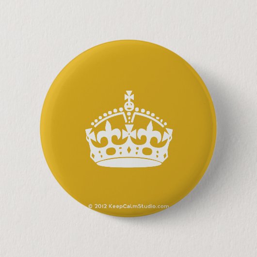 White Behalt Calm Crown auf Gold Hintergrund Button (Vorderseite)