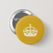 White Behalt Calm Crown auf Gold Hintergrund Button (Vorne & Hinten)
