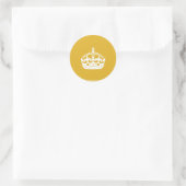 White Behielt Calm Crown auf Gold Hintergrund Runder Aufkleber (Tasche)