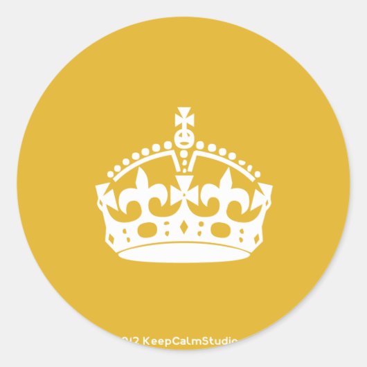 White Behielt Calm Crown auf Gold Hintergrund Runder Aufkleber (Vorderseite)