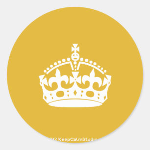 White Behielt Calm Crown auf Gold Hintergrund Runder Aufkleber