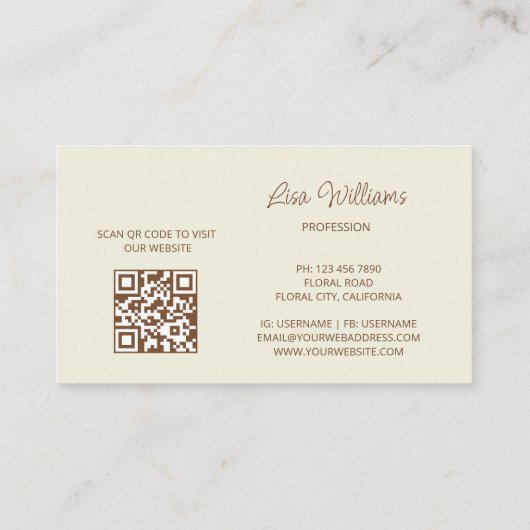 White Beige 3D-Blume Visitenkarte (Rückseite)