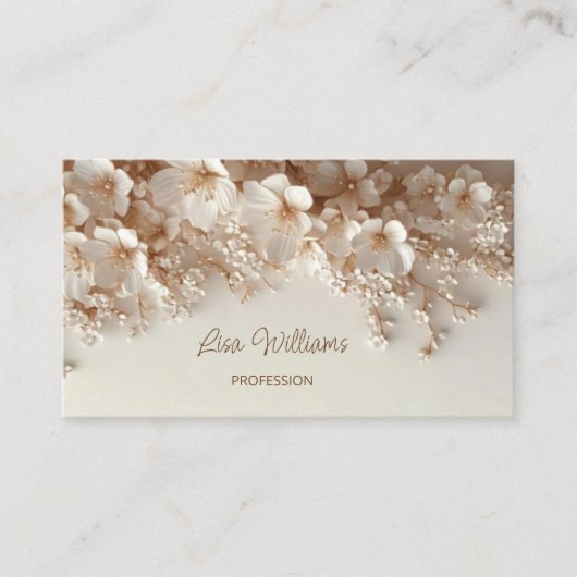 White Beige 3D-Blume Visitenkarte (Vorderseite)
