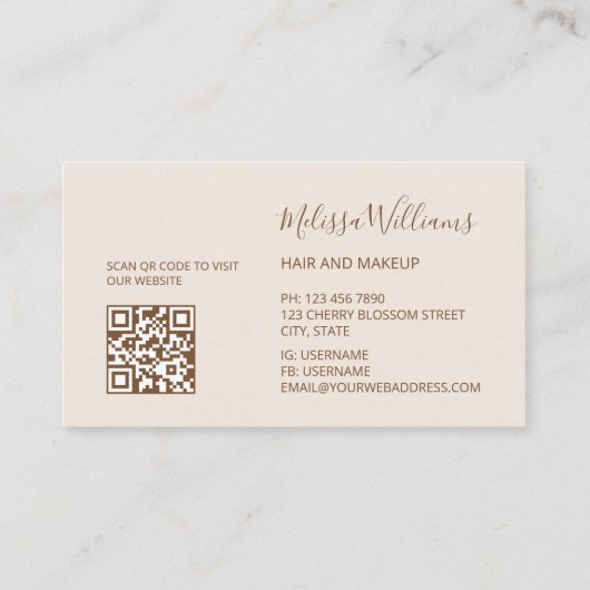 White Beige 3D Flowers Initials Visitenkarte (Rückseite)