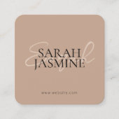 White Beige Minimalistisch Modernes Influencer-Sca Quadratische Visitenkarte (Vorderseite)