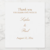 White Beige Script Wedding Wine Labels Weinetikett (Einzelnes Label)