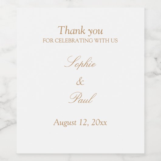 White Beige Script Wedding Wine Labels Weinetikett (Einzelnes Label)