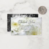 White Beileid Beerdigung Floral & Foto Vielen Dank Mitteilungskarte (Vorderseite/Rückseite Beispiel)