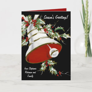 White Bell und Holly Personalisierte Weihnachtskar Feiertagskarte