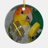 White Bellied Caique Parrot Playing Keramik Ornament (Vorne)