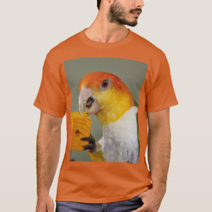 White Bellied Caique Parrot With Wood Block Toy T-Shirt