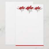 White Bells Red Ribbons Berries Stationery Briefpapier (Vorne/Hinten)