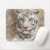 White Bengalisch Tiger Fotografy Modern Watercolor Mousepad (Mit Mouse)
