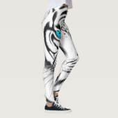 White Bengalisch Tiger Ink Art Leggings (Rechts)
