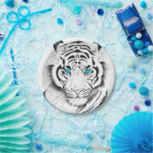 White Bengalisch Tiger Ink Art Pappteller (Party)