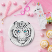White Bengalisch Tiger Ink Art Pappteller (Party)