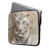 White Bengalisch Tiger Watercolor Monogram Laptopschutzhülle (Vorderseite Links)