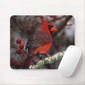 White Berries Primitive Christmas Red Kardinal Mousepad (Mit Mouse)