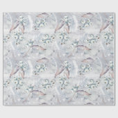 White Berries Schneeszene mit Blätter, Winter Geschenkpapier (Flach)