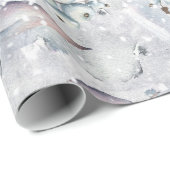 White Berries Schneeszene mit Blätter, Winter Geschenkpapier (Rolleneckpunkt)