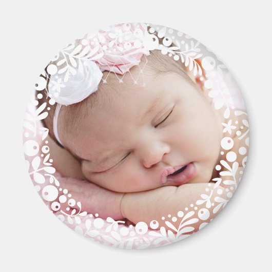 White Berry Gerahmt Baby Foto Magnet (Vorne)