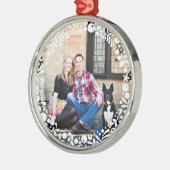 White Berry Gerahmt Custom Foto Silbernes Ornament (Links)