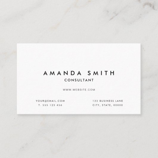 White Beruflich Modern Minimal Business Card Visitenkarte (Vorderseite)
