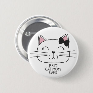 White Best Cat Mama mit niedlichem Cartoon Kätzche Button