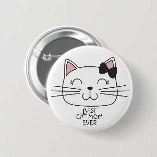 White Best Cat Mama mit niedlichem Cartoon Kätzche Button