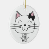 White Best Cat Mama mit niedlichem Cartoon Kätzche Keramik Ornament (Rechts)