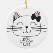 White Best Cat Mama mit niedlichem Cartoon Kätzche Keramik Ornament (Hinten)