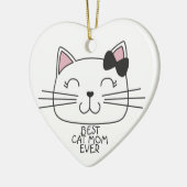 White Best Cat Mama mit niedlichem Cartoon Kätzche Keramik Ornament (Links)