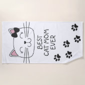White Best Cat Mama mit niedlichem Cartoon Kätzche Strandtuch (Vorderseite)