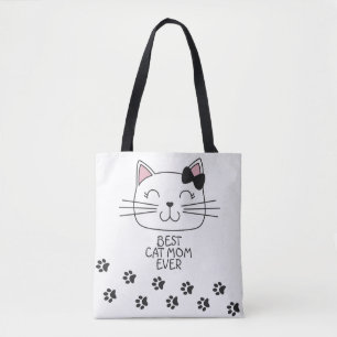 White Best Cat Mama mit niedlichem Cartoon Kätzche Tasche