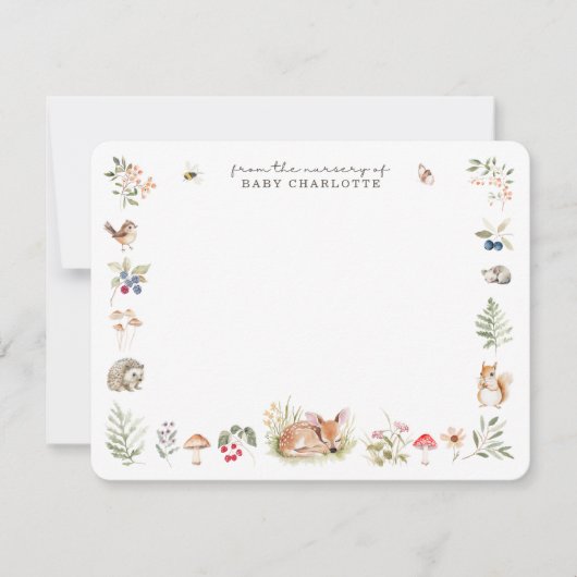 White BG, Woodland Nursery Stationery Note Card, Ankündigung (Vorderseite)