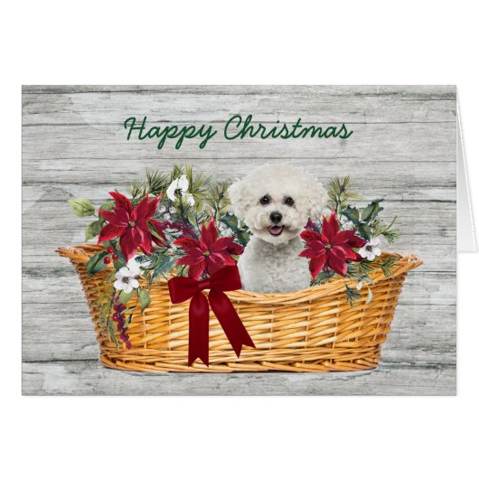 White Bichon Frise Hund in Basketball Weihnachtska (Vorderseite (Horizontal))