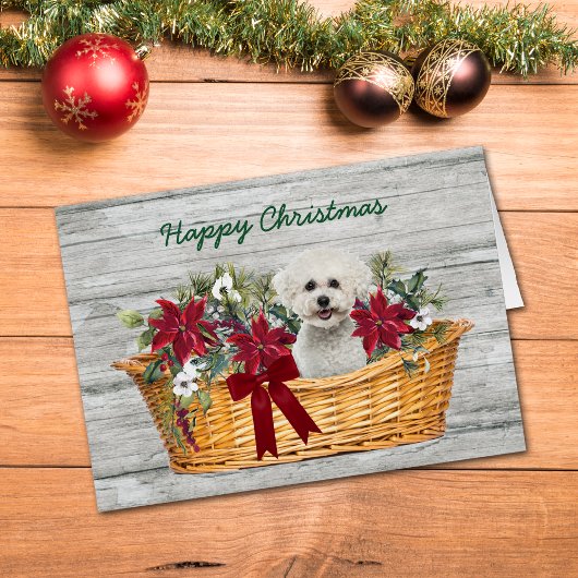 White Bichon Frise Hund in Basketball Weihnachtska