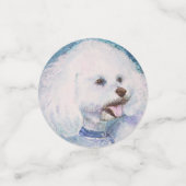 White Bichon Frise Welppy zum Geburtstag Konfetti (Klein Vorderseite)